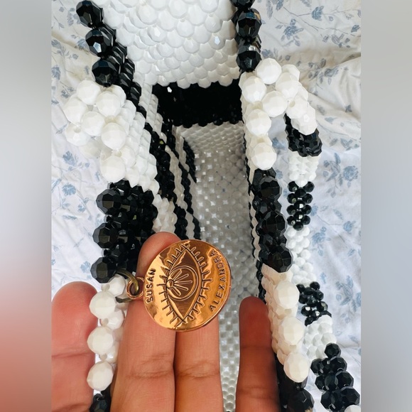 Susan Alexandra beaded black & white checkered purse - Picture 4 of 9